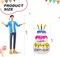 4FT Birthday Cake Party Outdoor Inflatable Decoration, Inflatable Decoration with LED Lights, Suitable for Gardens, Patios, and Lawns.